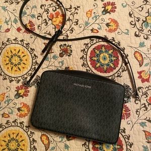Black Michael Kors Crossbody with Silver Hardware